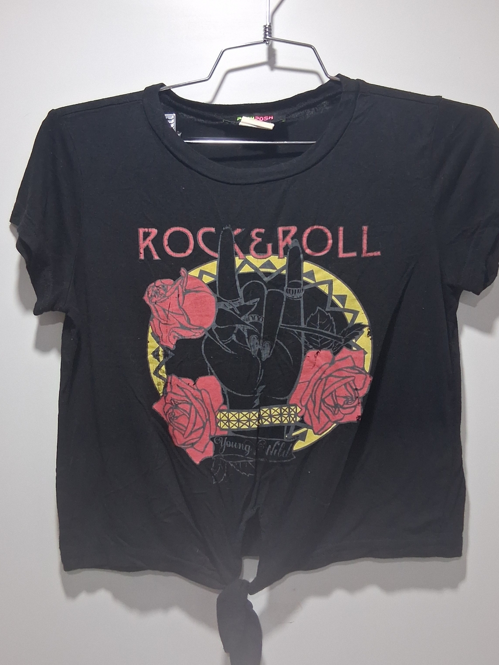 Posh Posh Rock & Roll Graphic Tie-Front Tee XS